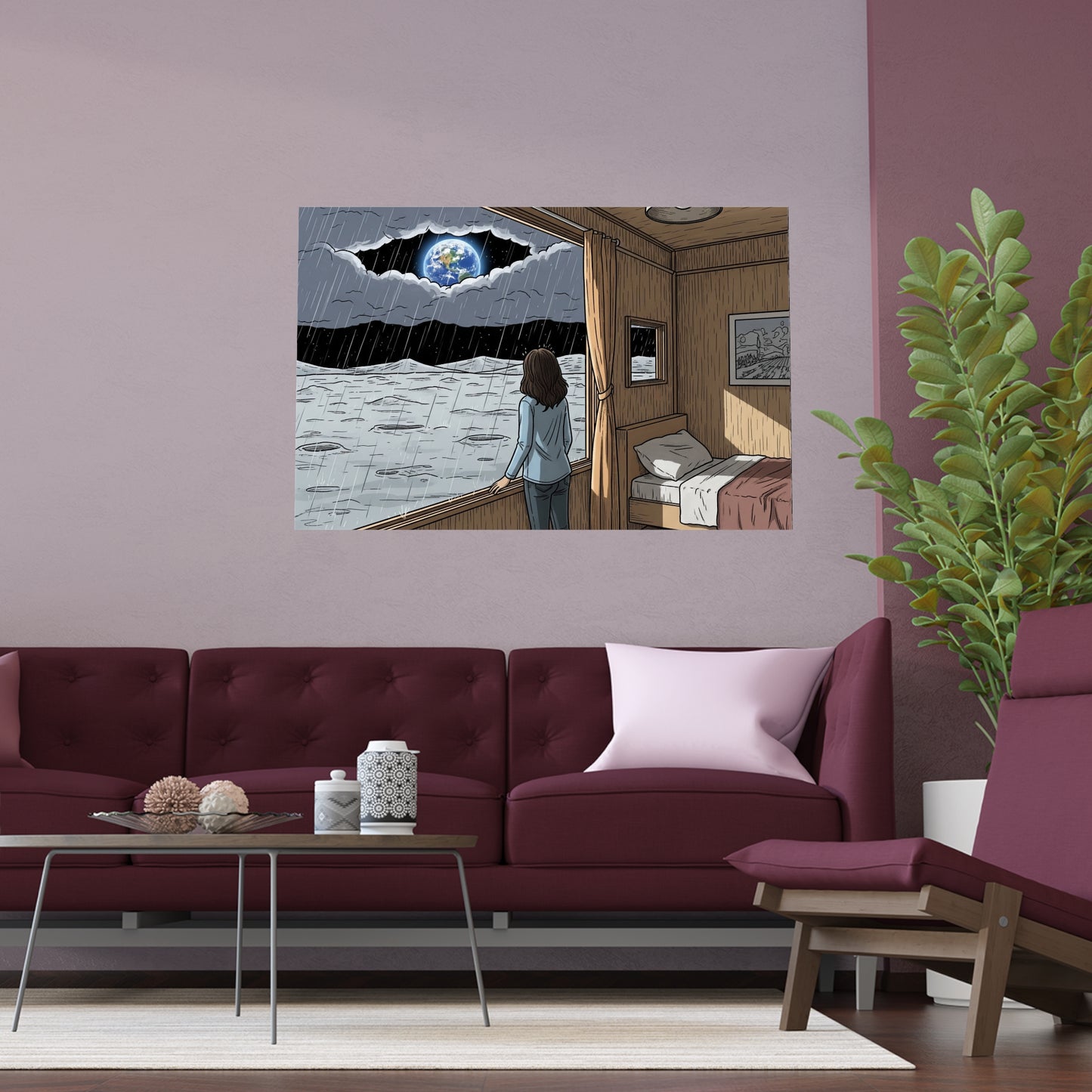 Rain on Moon - Silk Poster