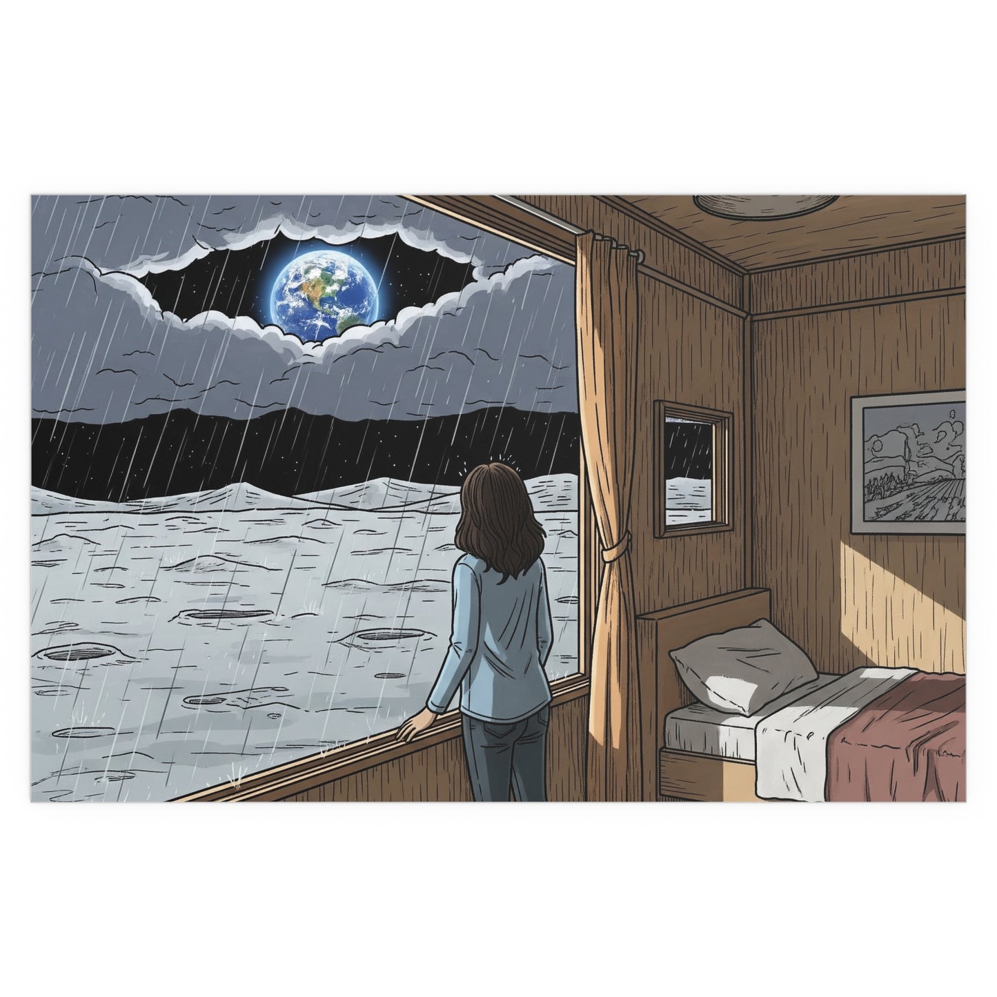 Rain on Moon - Silk Poster