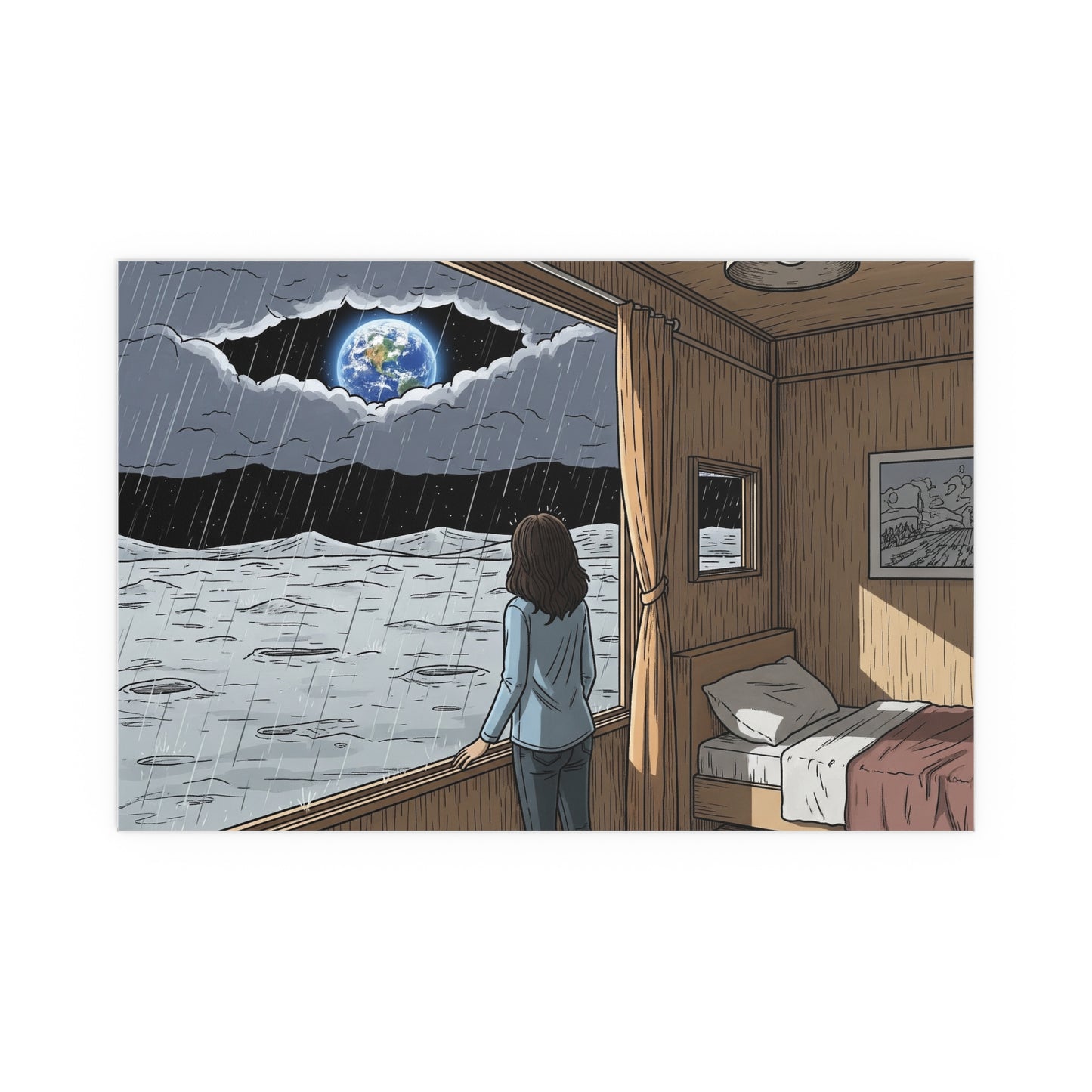 Rain on Moon - Silk Poster